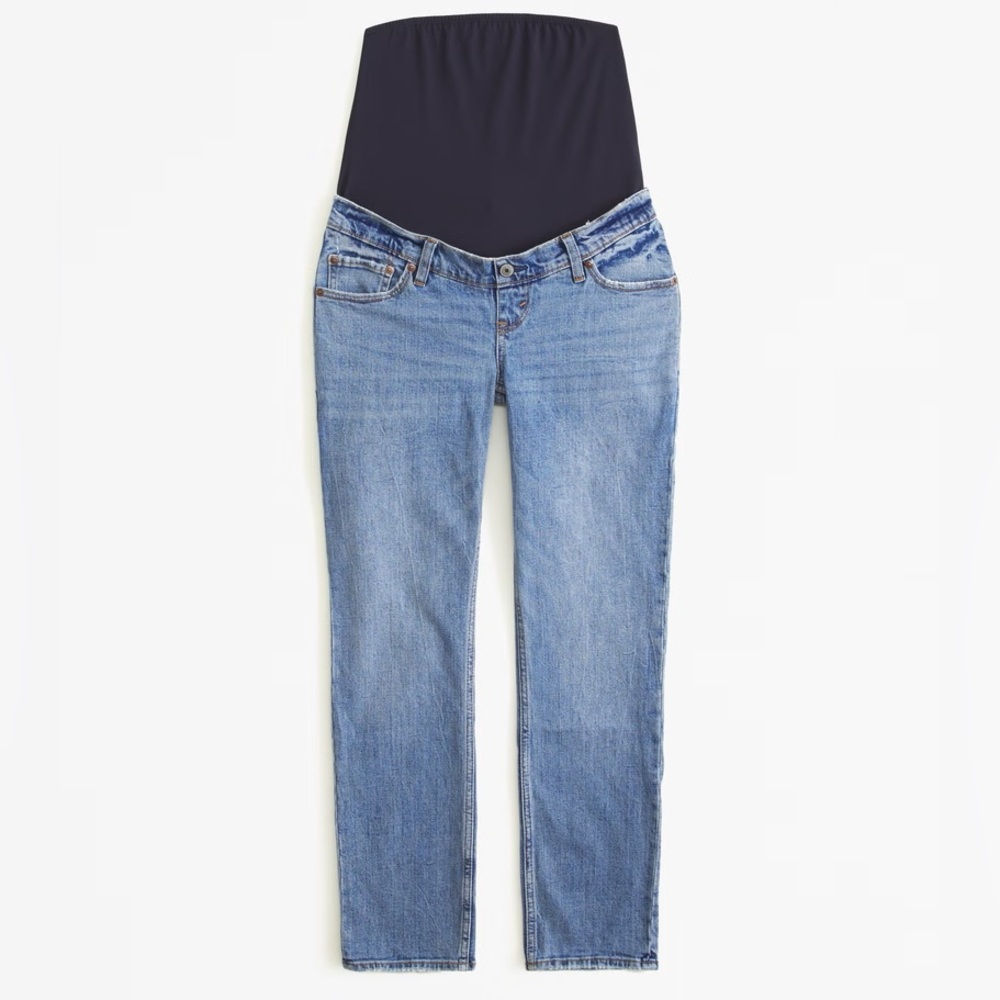 Abercrombie Ankle Straight Maternity Jean, size 25, medium wash